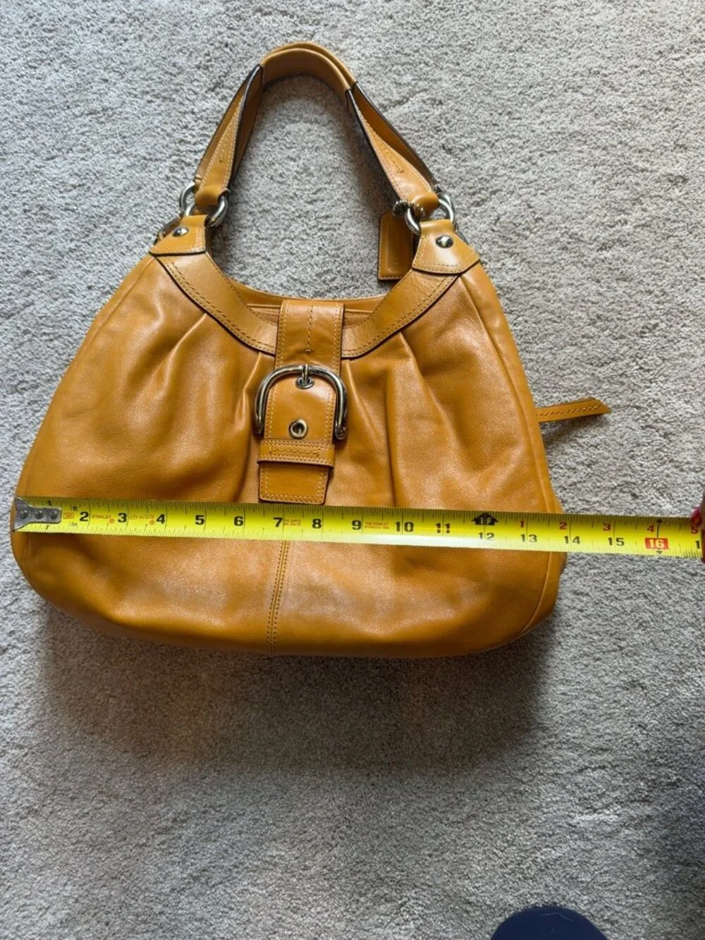Coach Mustard Yellow Leather Hobo Shoulder Bag Buckle Y2K F16073